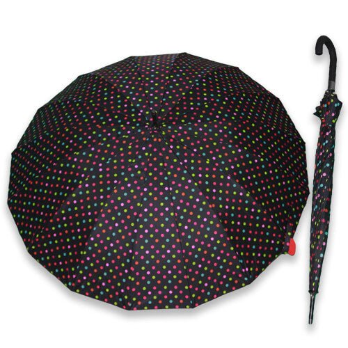 Grand Parapluie - Noir Pois Multicolore - un-parapluie.fr