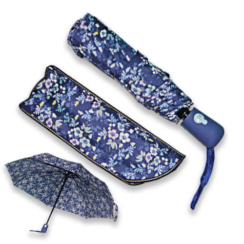 Mini Parapluie Automatique - Floral Bleu - un-parapluie.fr