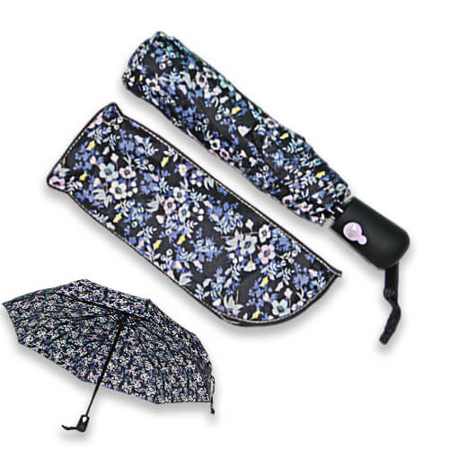 Mini Parapluie Automatique - Floral Noir - un-parapluie.fr