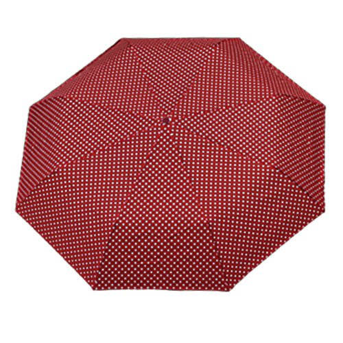 Mini Parapluie Automatique - Rouge à Pois Blanc - un-parapluie.fr