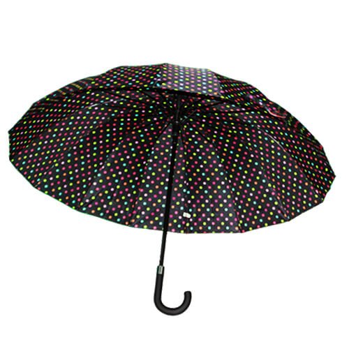 Parapluie Classique XL - Noir Pois Multicolore - un-parapluie.fr
