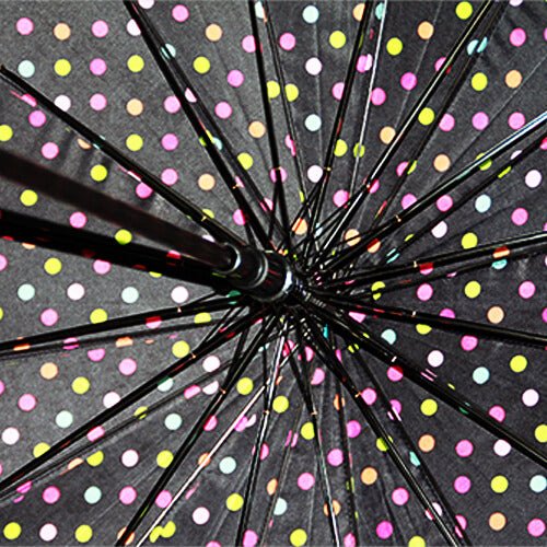 Parapluie Classique XL - Noir Pois Multicolore - un-parapluie.fr