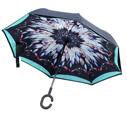 Parapluie Inversé - Plumes Bleues - un-parapluie.fr