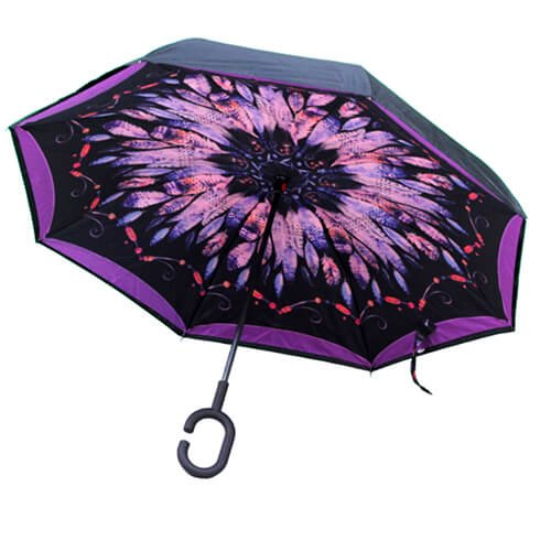 Parapluie Inversé - Plumes Roses - un-parapluie.fr