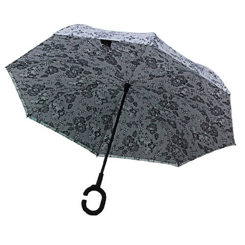 Parapluie Inversé - Fleurs Grises RV
