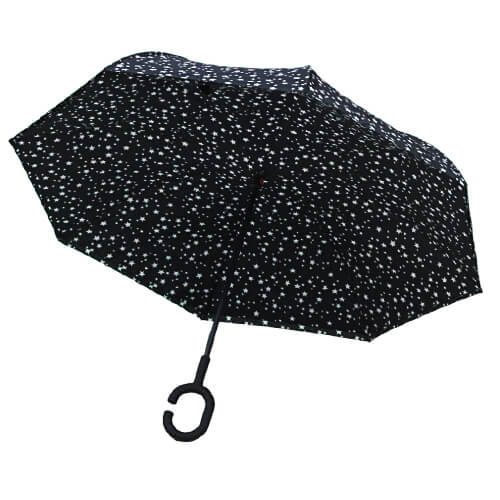 Parapluie Inversé - Noir Étoiles Blanche RV